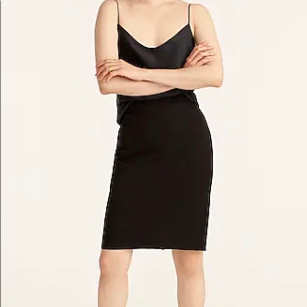 J.Crew NWT textured black straight skirt with stylish fringe hem